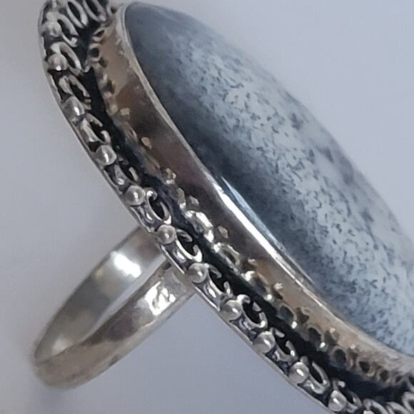 Handmade Sterling Silver Dendritic Agate Ring, Size 7.5 Natural Stone Jewelry - Picture 2 of 14